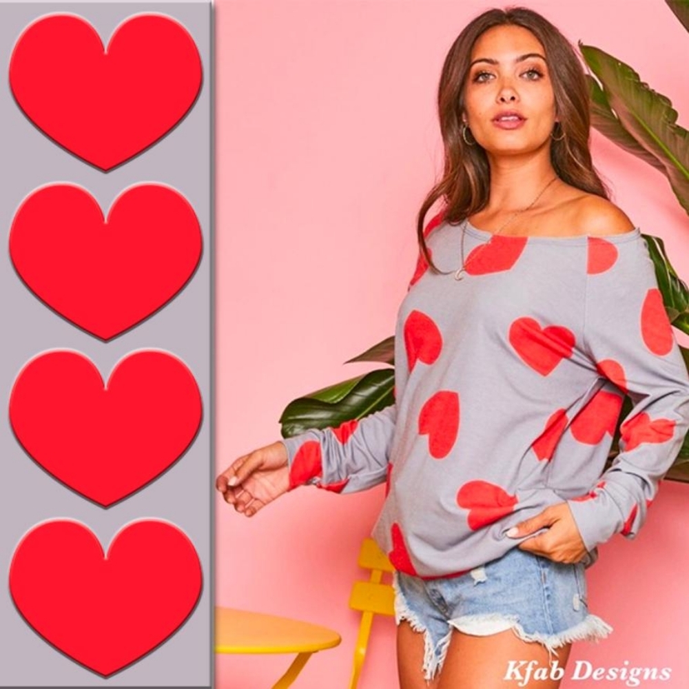 On/Off Shoulder Knit HEART TOP - Picture 5 of 11